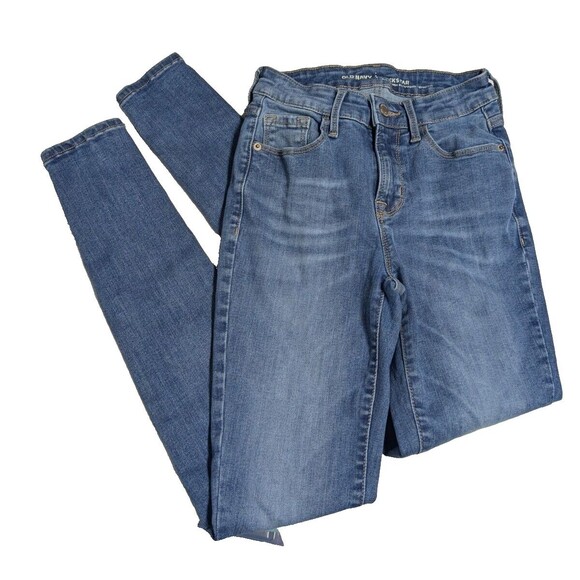 Old Navy Jeans RockStar Skinny Women Midrise Regular 0 Built-In Sculpt Blue - Picture 1 of 10